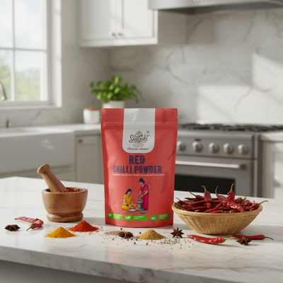 Red Chilli Powder - Stone Grounded, Pure & Stem Cut Lal Mirch Powder