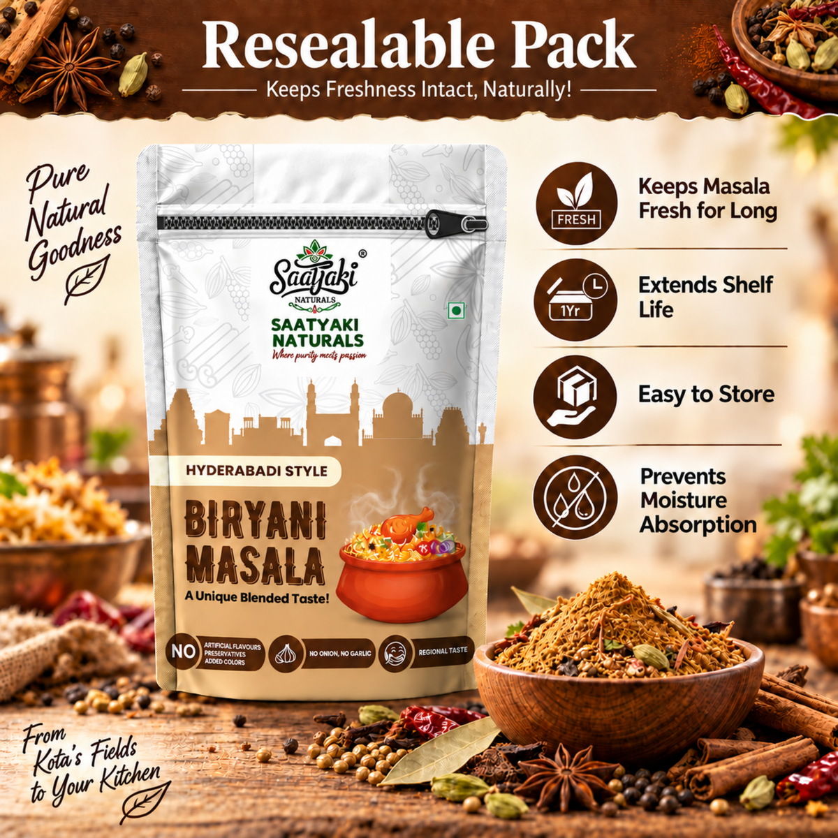 Hyderabadi Biryani Masala - One Spice Mix for Veg & Non-Veg Biryani