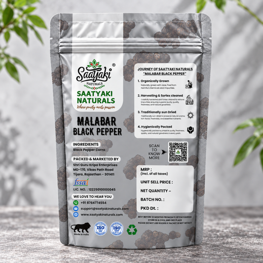 Malabar Black Pepper - Premium Whole Kali Mirch