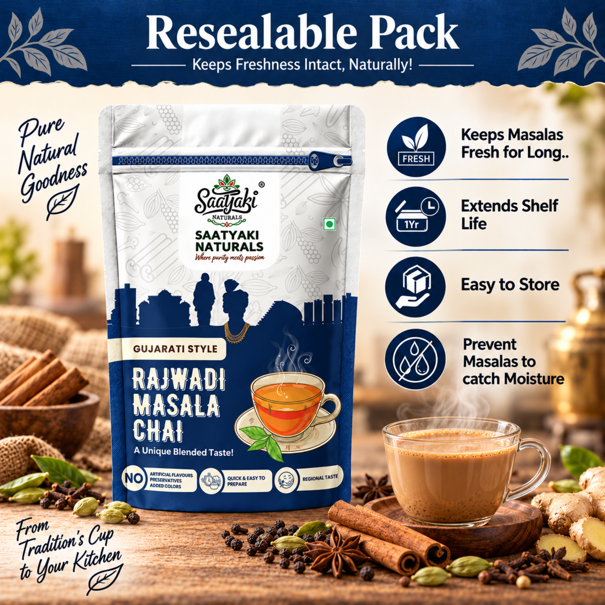 Rajwadi Chai Masala - Authentic Royal Tea Masala Mix