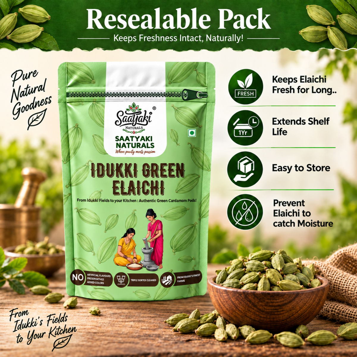 Idukki Green Elaichi - Premium Green Cardamom Pods