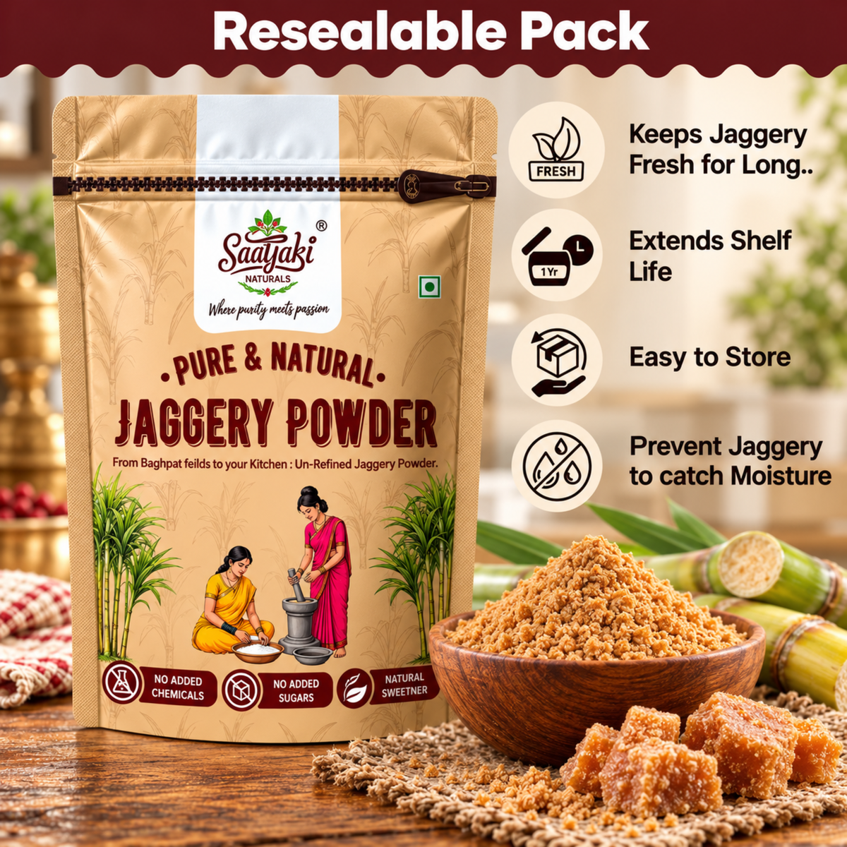 Organic Jaggery Powder - Pure Desi Gur Powder