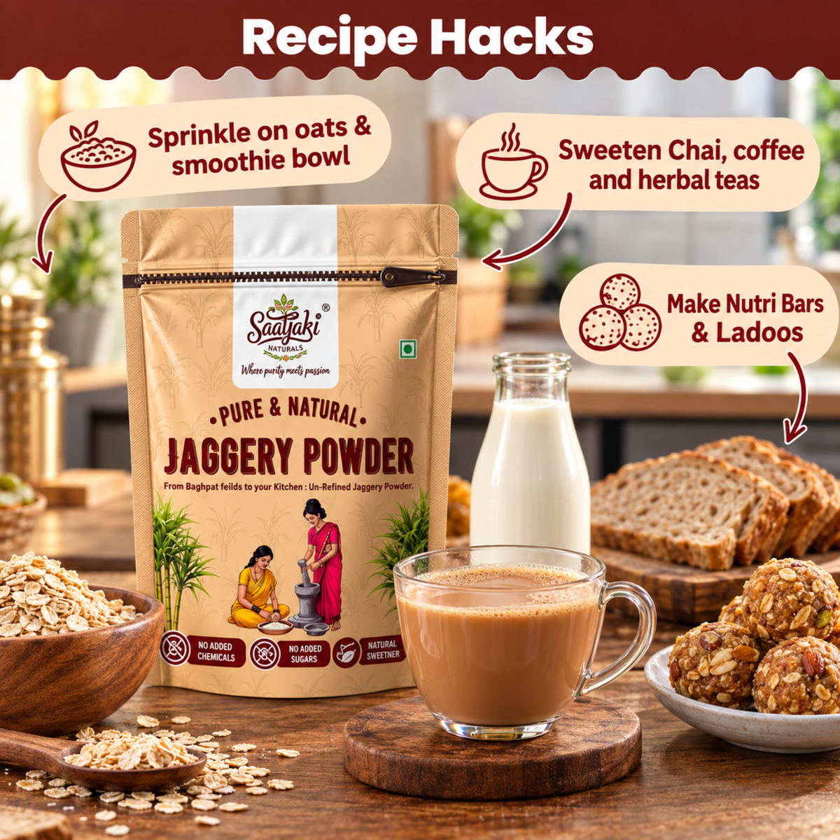 Organic Jaggery Powder - Pure Desi Gur Powder