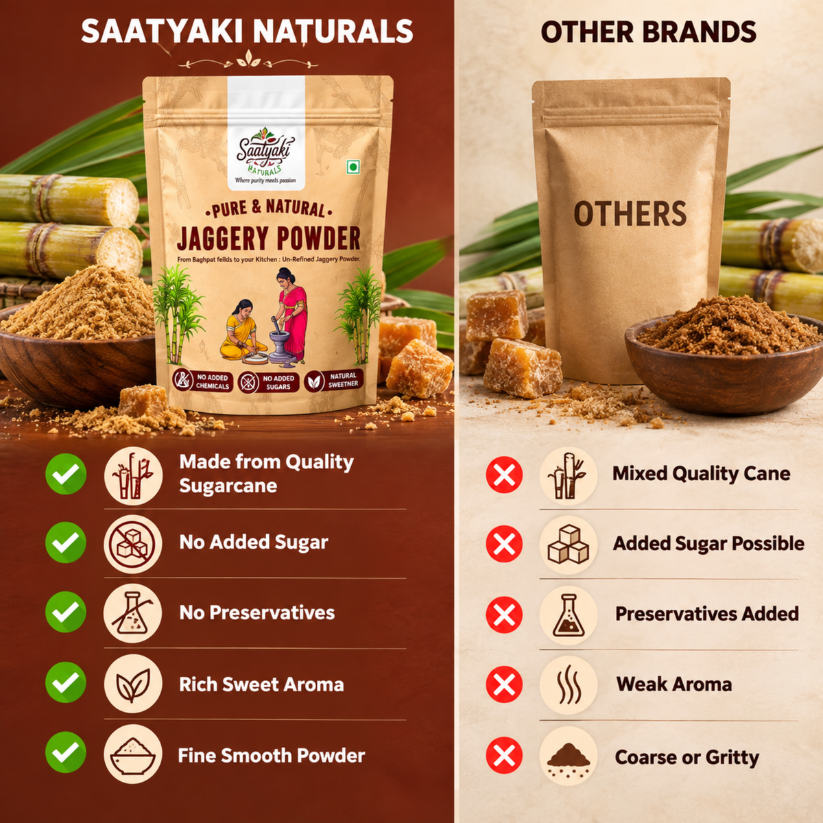 Organic Jaggery Powder - Pure Desi Gur Powder