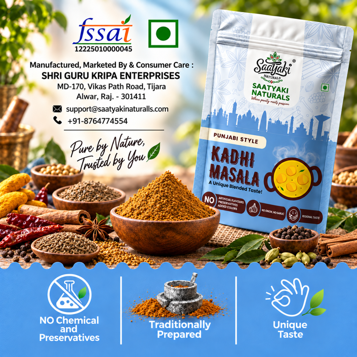 Pure Punjabi Style Kadhi Masala - Authentic North Indian Curry Spice Mix