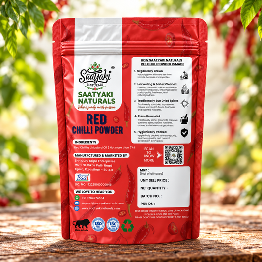 Red Chilli Powder - Stone Grounded, Pure & Stem Cut Lal Mirch Powder