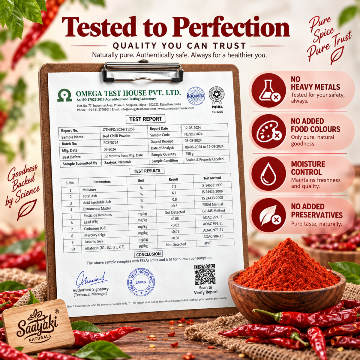 Red Chilli Powder - Stone Grounded, Pure & Stem Cut Lal Mirch Powder