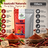 Red Chilli Powder - Stone Grounded, Pure & Stem Cut Lal Mirch Powder