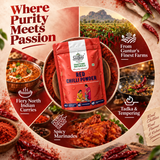 Red Chilli Powder - Stone Grounded, Pure & Stem Cut Lal Mirch Powder