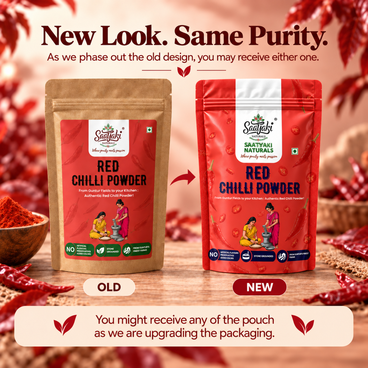Red Chilli Powder - Stone Grounded, Pure & Stem Cut Lal Mirch Powder