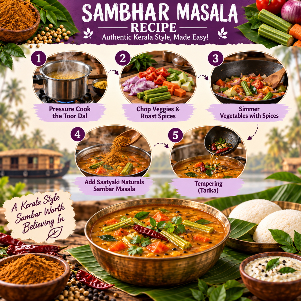 Kerala Style Sambar Masala - Authentic South Indian Spice Mix