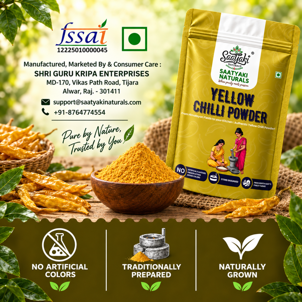 Himalayan Yellow Chilli Powder -Authentic Pili Mirch Powder